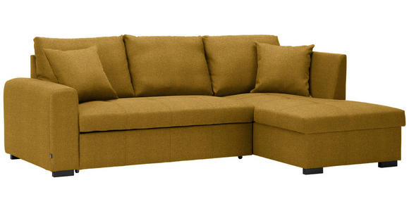 ECKSOFA inkl.Funktionen Dunkelgelb Webstoff  - Dunkelgelb/Schwarz, Design, Kunststoff/Textil (238/158cm) - Xora