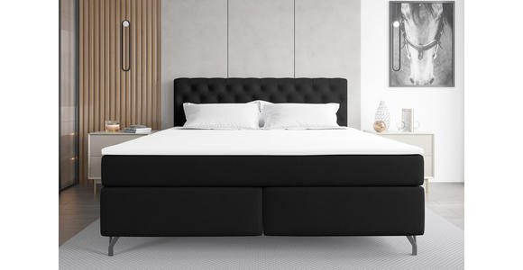 BOXSPRINGBETT 180/200 cm  in Schwarz  - Schwarz, KONVENTIONELL, Textil/Metall (180/200cm) - Carryhome