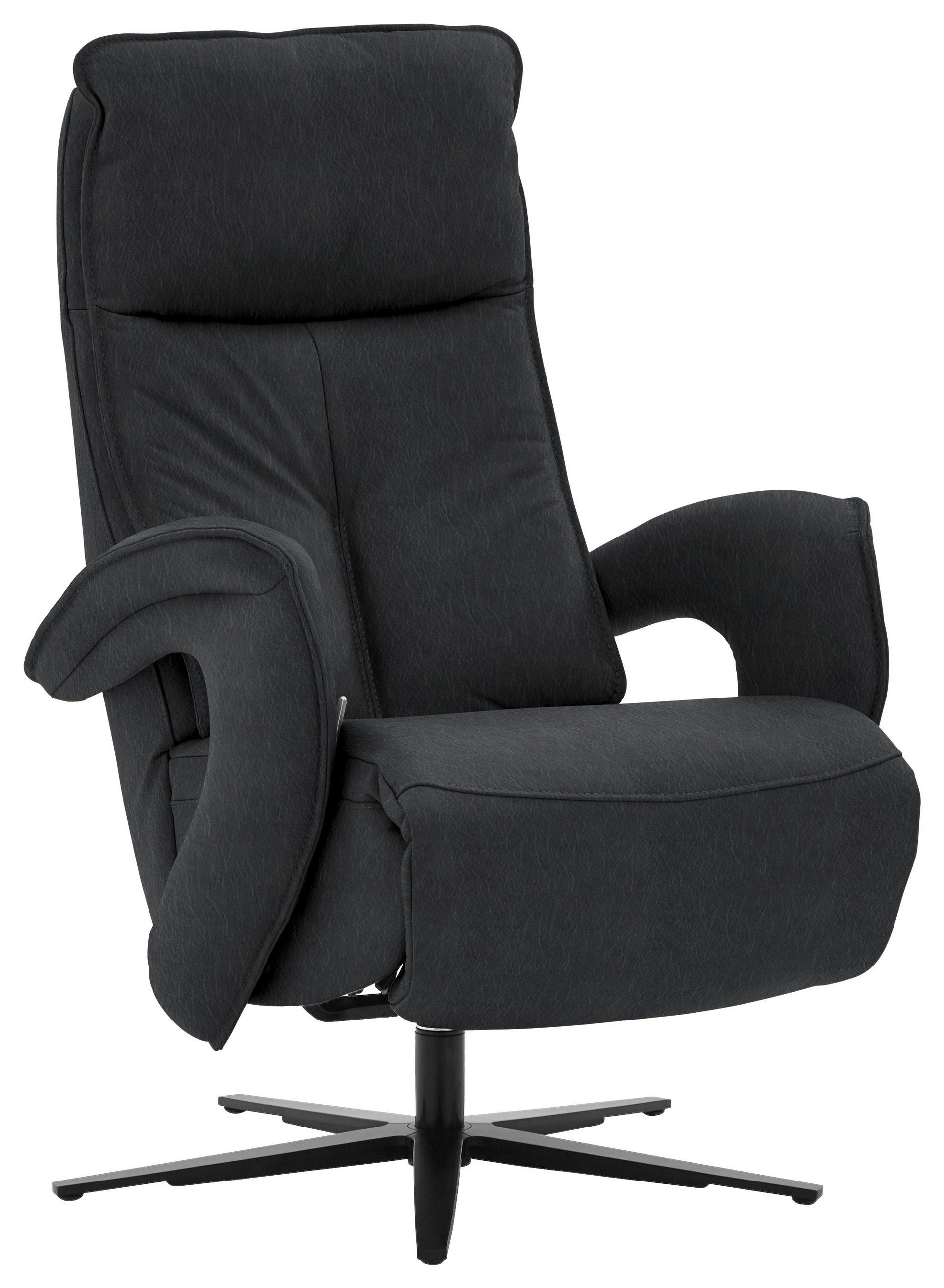 RELAXSESSEL in Leder Schieferfarben  - Schieferfarben/Schwarz, Design, Leder/Metall (77/110/87cm) - Valdera