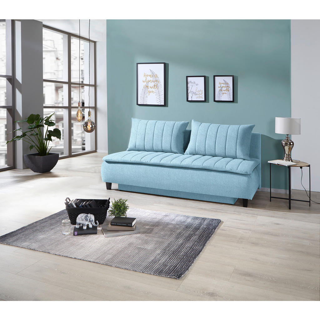 Thumbnail - Mid.you Boxspringsofa, Hellblau, Textil, Buche, 3-Sitzer, Füllung: Polyetherschaumkern, Silikon, 208x102x96 cm, Made in ...
