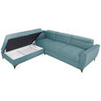 ECKSOFA Petrol Velours Bettkasten, Schlaffunktion, Rücken echt, Kopfteilverstellung, Liegefläche im Originalstoff  - Petrol/Schwarz, KONVENTIONELL, Textil/Metall (217/255cm) - Carryhome