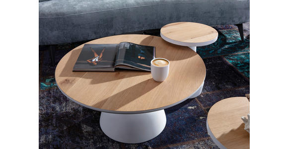 COUCHTISCH 35/35/43 cm rund Weiß, Eichefarben  - Eichefarben/Weiß, Design, Holz/Holzwerkstoff (35/35/43cm) - Landscape