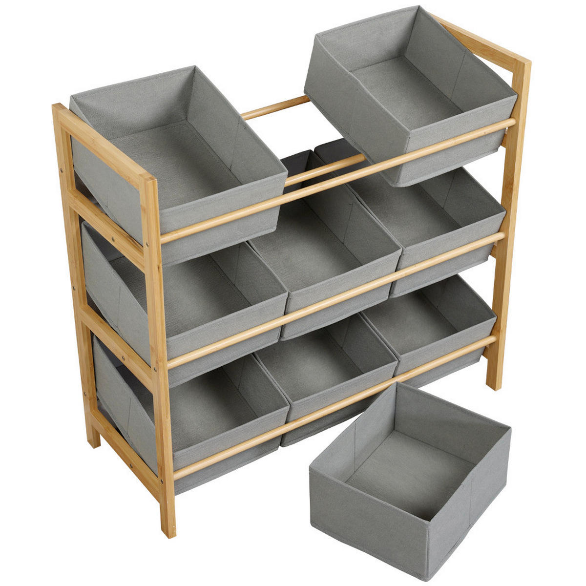 REGAL Bambus Grau, Naturfarben  - Naturfarben/Grau, Basics, Holz/Textil (65/60/30cm) - Kesper