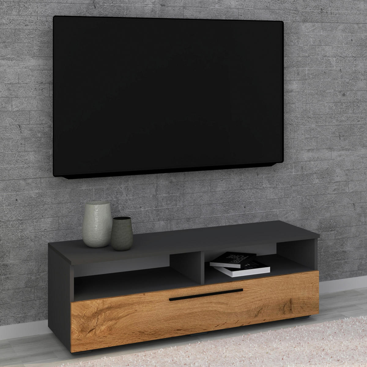 LOWBOARD  in 115/39/40 cm  - Honigeiche/Anthrazit, Modern, Holzwerkstoff/Kunststoff (115/39/40cm) - MID.YOU