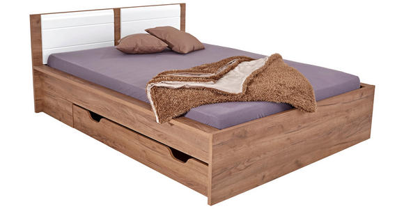 Bett Avensis New 140x200 Krafteiche Dunkel/Weiß - Eichefarben/Weiß, KONVENTIONELL, Holz (140/200cm) - Luca Bessoni