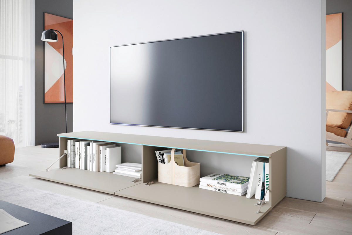 LOWBOARD D180  in  - Kaschmir/Beige, Trend, Holzwerkstoff/Kunststoff (180/30/33cm) - MID.YOU