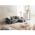 ECKSOFA in Feincord Anthrazit  - Anthrazit/Schwarz, KONVENTIONELL, Kunststoff/Textil (276/168cm) - Hom`in