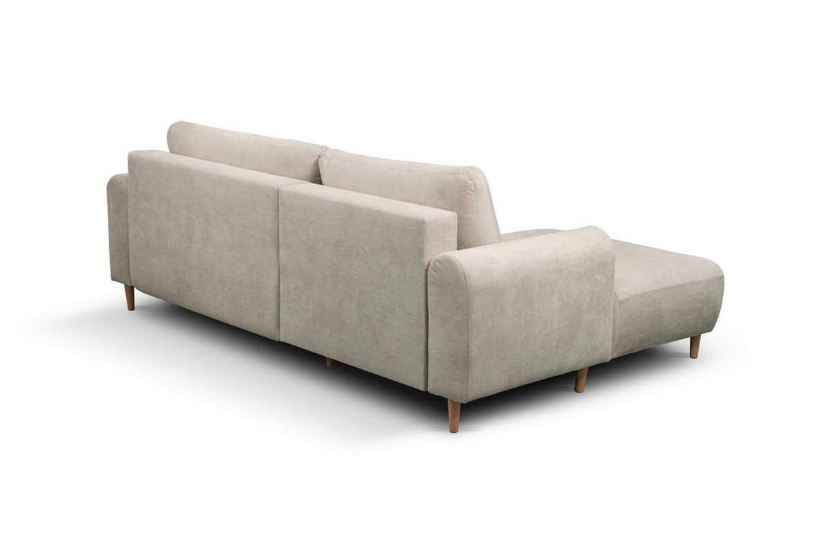 ECKSOFA VIRA Beige Struktur Rückenkissen, Bettkasten, Liegefläche im Originalstoff  - Beige/Naturfarben, Design, Holz/Textil (150/230cm) - MID.YOU