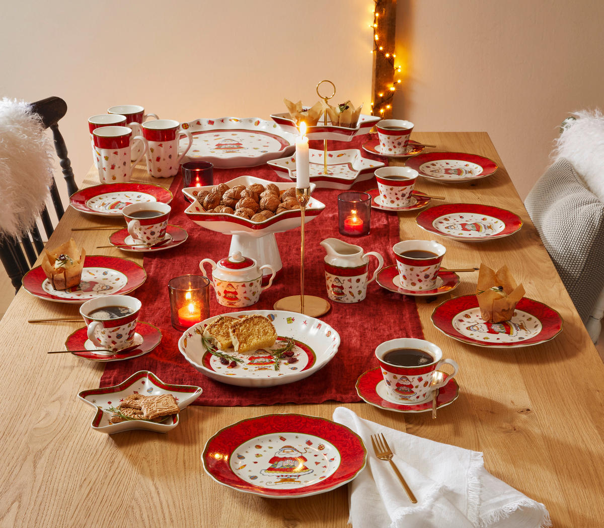 KAVNI SERVIS   18-delni      - večbarvno, Basics, keramika - X-Mas