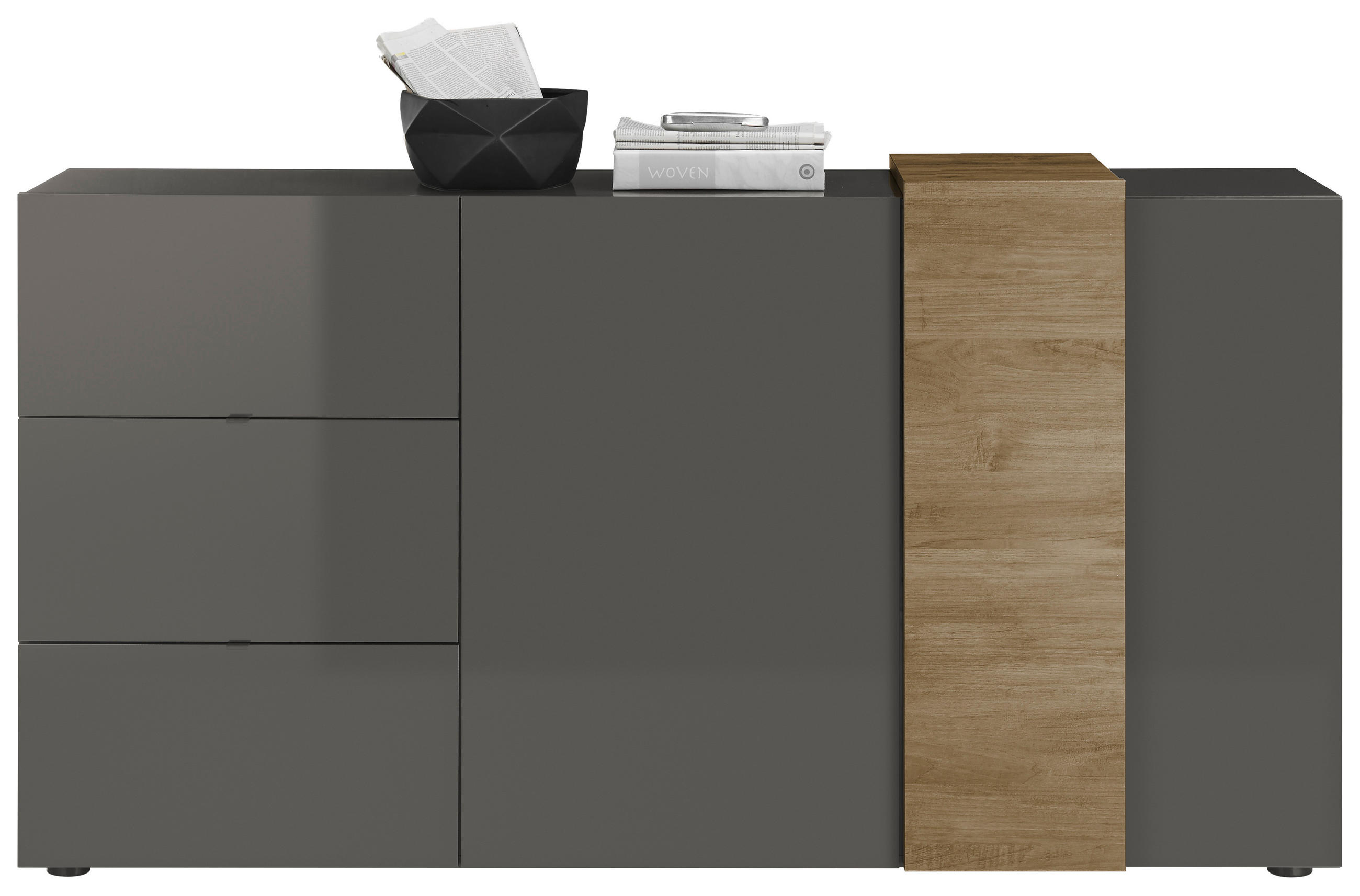 SIDEBOARD Positano  in 181/94/44 cm  - Eichefarben/Dunkelgrau, Basics, Holzwerkstoff (181/94/44cm)