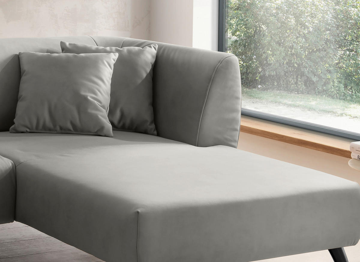 ECKSOFA in Lederlook Grau  - Schwarz/Grau, Modern, Holz/Textil (264/160cm) - Livetastic