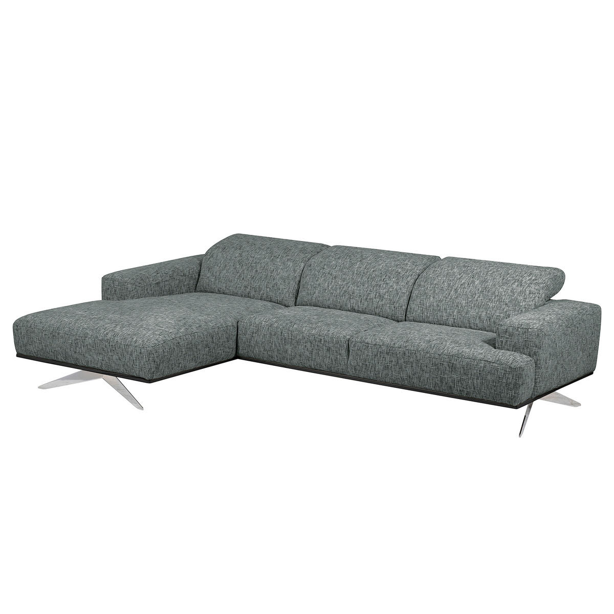 ECKSOFA PORTLAND Anthrazit Struktur Kopfteilverstellung  - Chromfarben/Anthrazit, Design, Holz/Textil (187/295cm) - Livetastic
