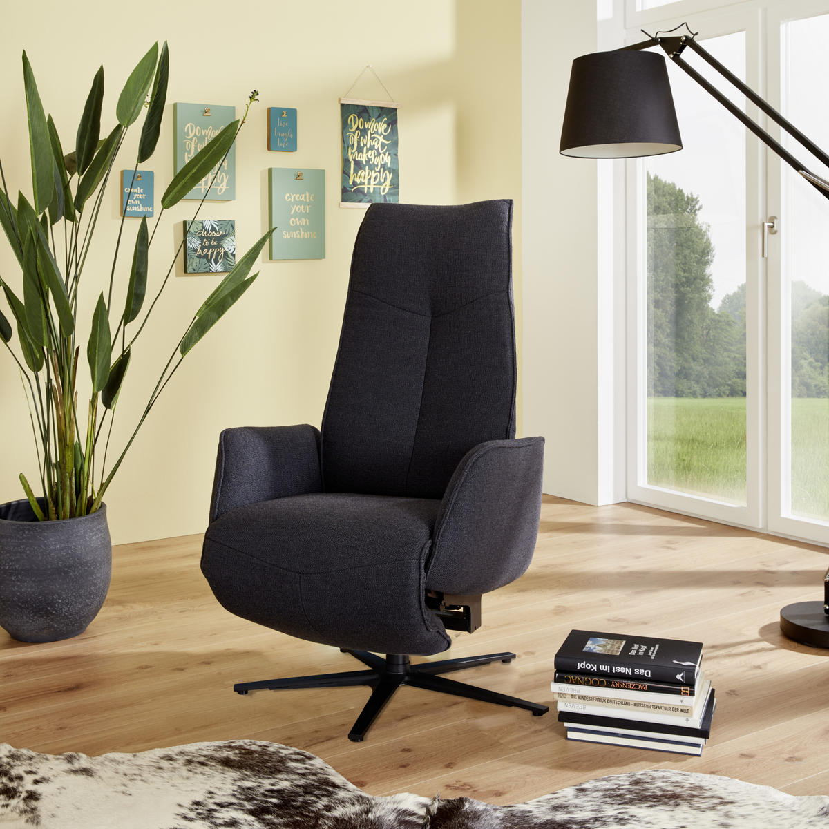 RELAXSESSEL in Textil Dunkelblau  - Anthrazit/Dunkelblau, Design, Textil/Metall (71/114/84cm) - Johann Jakob