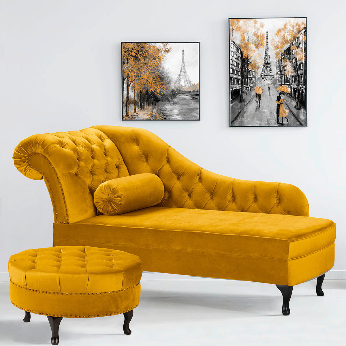 HOCKER Textil Senfgelb  - Senfgelb/Braun, Design, Holz/Textil (80/45/80cm) - Livetastic