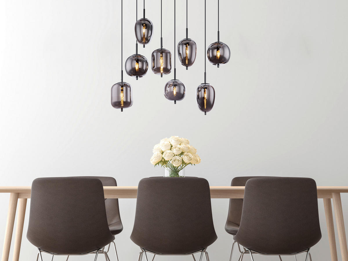 HÄNGELEUCHTE 94/34/120 cm    - Schwarz, Basics, Glas/Metall (94/34/120cm) - Globo