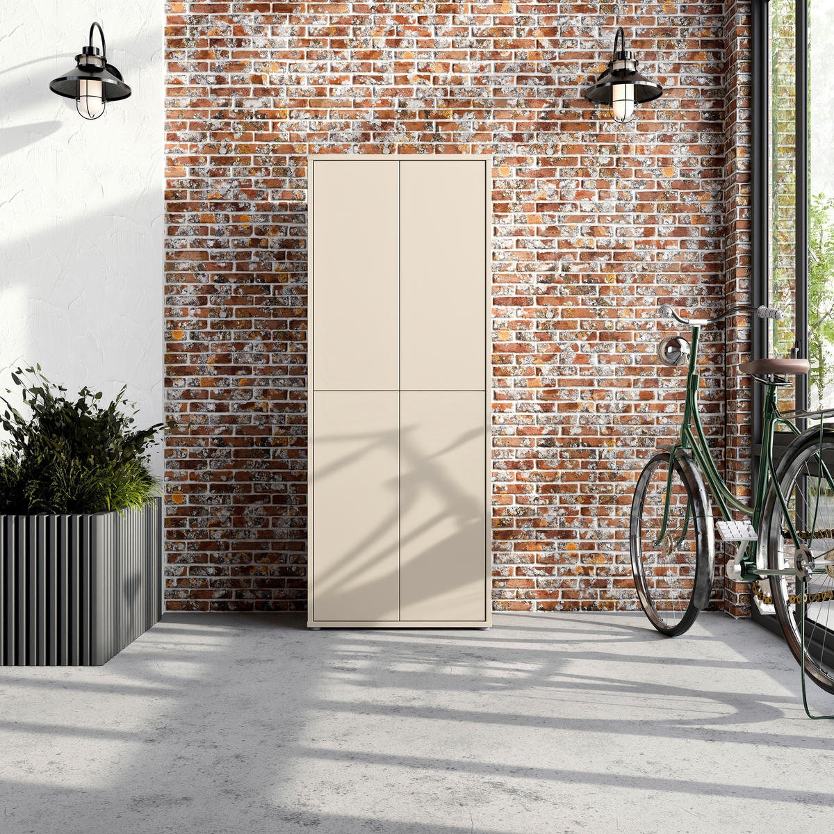 SCHUHSCHRANK Sandfarben  - Sandfarben/Grau, MODERN, Holzwerkstoff/Kunststoff (74,5/191,9/34,9cm) - Xora