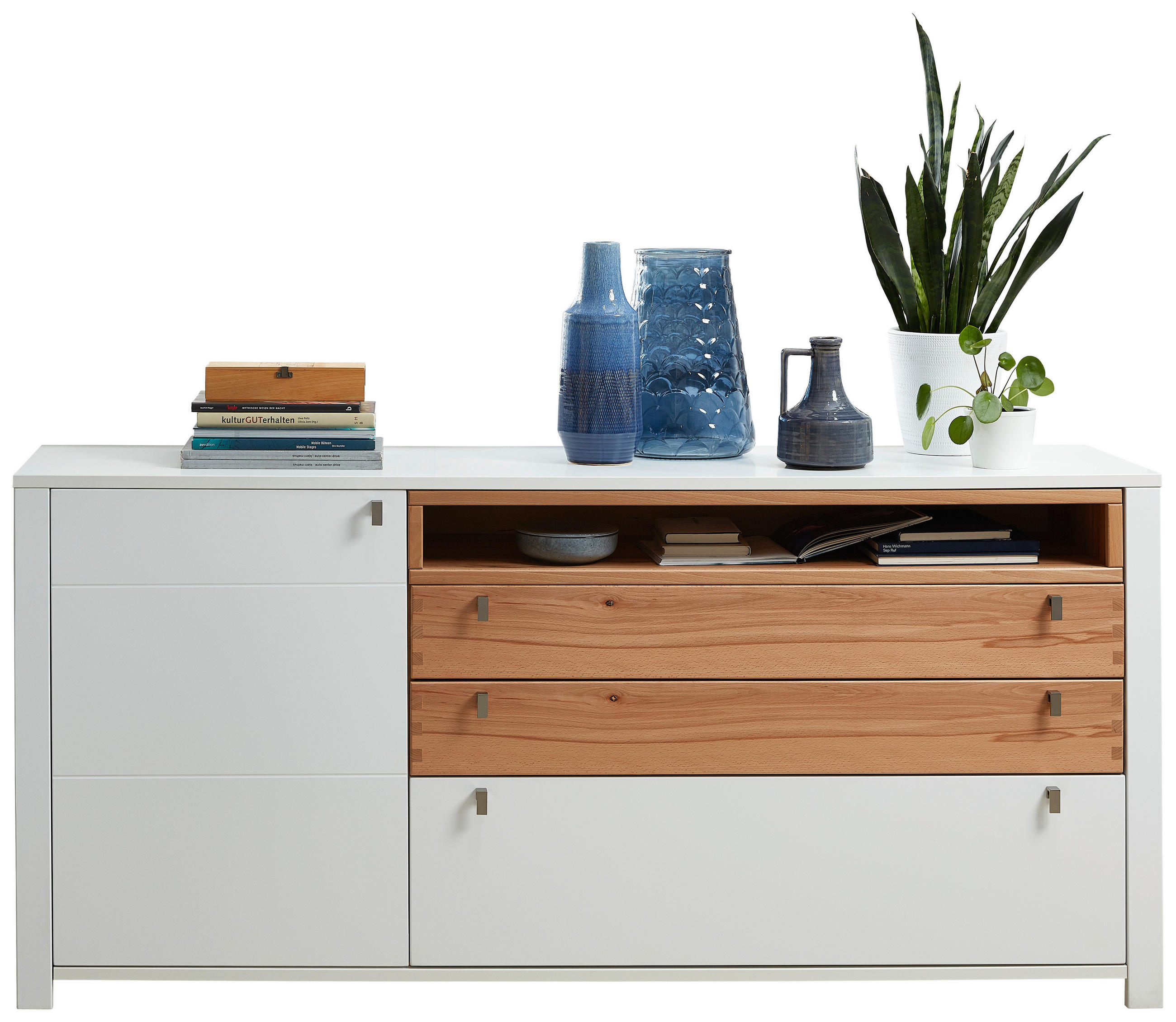 SIDEBOARD  in 192/90/47 cm  - Buchefarben/Weiß, Basics, Holz/Holzwerkstoff (192/90/47cm) - Livetastic
