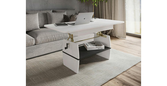 COUCHTISCH 95-125/60/51,5-61,5 cm Weiß  - Weiß, KONVENTIONELL, Holzwerkstoff (95-125/60/51,5-61,5cm) - Xora