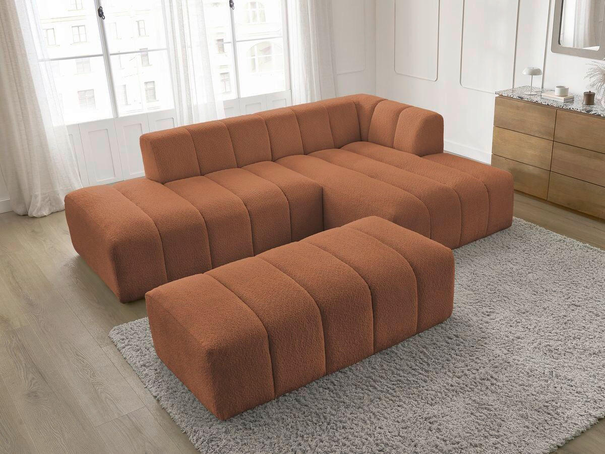 ECKSOFA  ANNECY Orange Bouclé  - Schwarz/Orange, MODERN, Kunststoff/Textil (262/170cm)