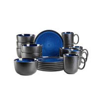 FRÜHSTÜCKSSERVICE Blau, Schwarz Niara 4 Personen  - Blau/Schwarz, Basics, Keramik - Mäser