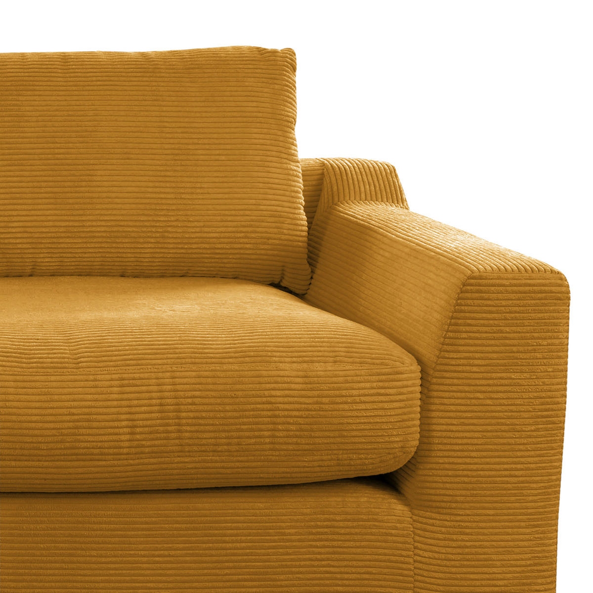 BIGSOFA in Cord Senfgelb  - Senfgelb/Schwarz, Design, Kunststoff/Textil (276/90/109cm) - Sit & More