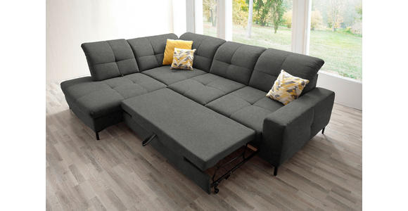 ECKSOFA in Chenille Dunkelgrau 240/308 cm - Dunkelgrau/Schwarz, Design, Textil/Metall (240/308cm) - Xora