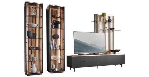 LOWBOARD Anthrazit  216,8/50,1/46 cm  - Anthrazit/Schwarz, Design, Holzwerkstoff/Metall (216,8/50,1/46cm) - Dieter Knoll