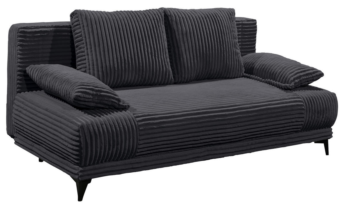 SCHLAFSOFA  mit Cord Schwarz  - Schwarz, KONVENTIONELL, Kunststoff/Textil (211/96/105cm) - Carryhome