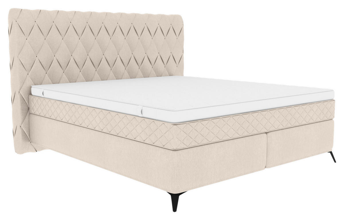 BOXSPRINGBETT 180/200 cm  in Greige  - Greige/Schwarz, Design, Textil/Metall (180/200cm) - Boxxx