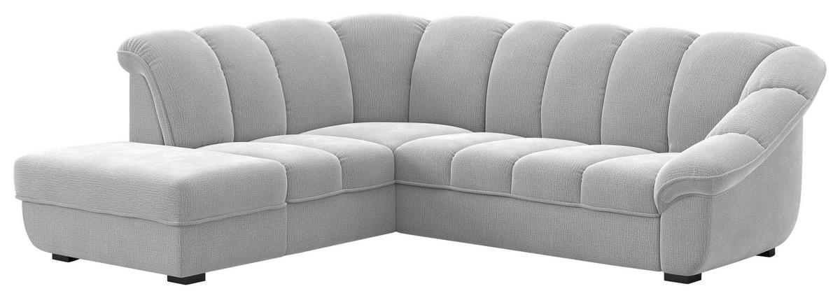 ECKSOFA Hellgrau Chenille Bettkasten, Schlaffunktion, Rücken echt  - Hellgrau/Schwarz, KONVENTIONELL, Kunststoff/Textil (222/260cm) - Welnova