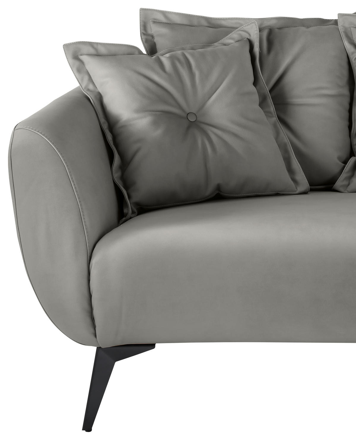 3-SITZER-SOFA Lederlook Grau  - Schwarz/Grau, MODERN, Textil/Metall (236/94/103cm) - Livetastic