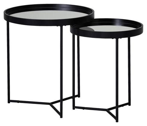 BEISTELLTISCHSET 45,5/45,5/50,5 cm Schwarz rund  - Schwarz, Design, Glas/Metall (45,5/45,5/50,5cm) - MID.YOU