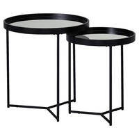 BEISTELLTISCHSET in Glas 45,5/45,5/50,5 cm  - Schwarz, Design, Glas/Metall (45,5/45,5/50,5cm) - MID.YOU