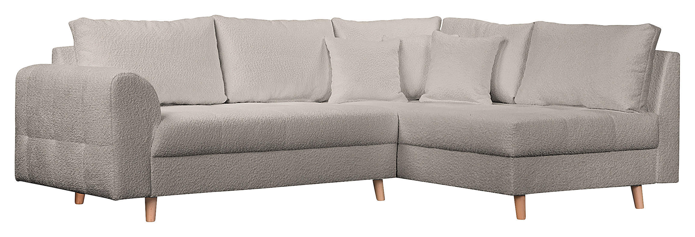 ECKSOFA Bouclé Grau  - Naturfarben/Grau, Design, Holz/Textil (231/161cm) - P & B