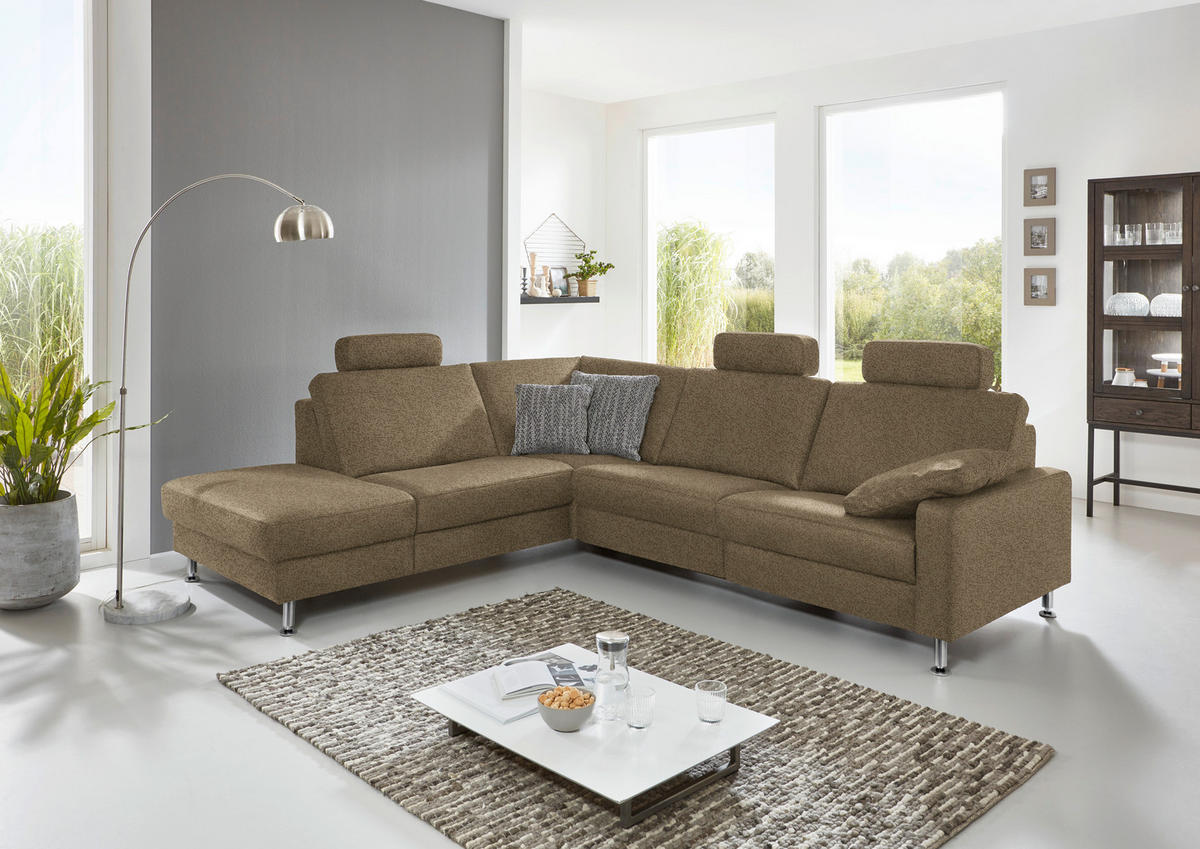 ECKSOFA in Mikrofaser Grün  - Alufarben/Grün, Design, Textil/Metall (242/275cm) - Dieter Knoll