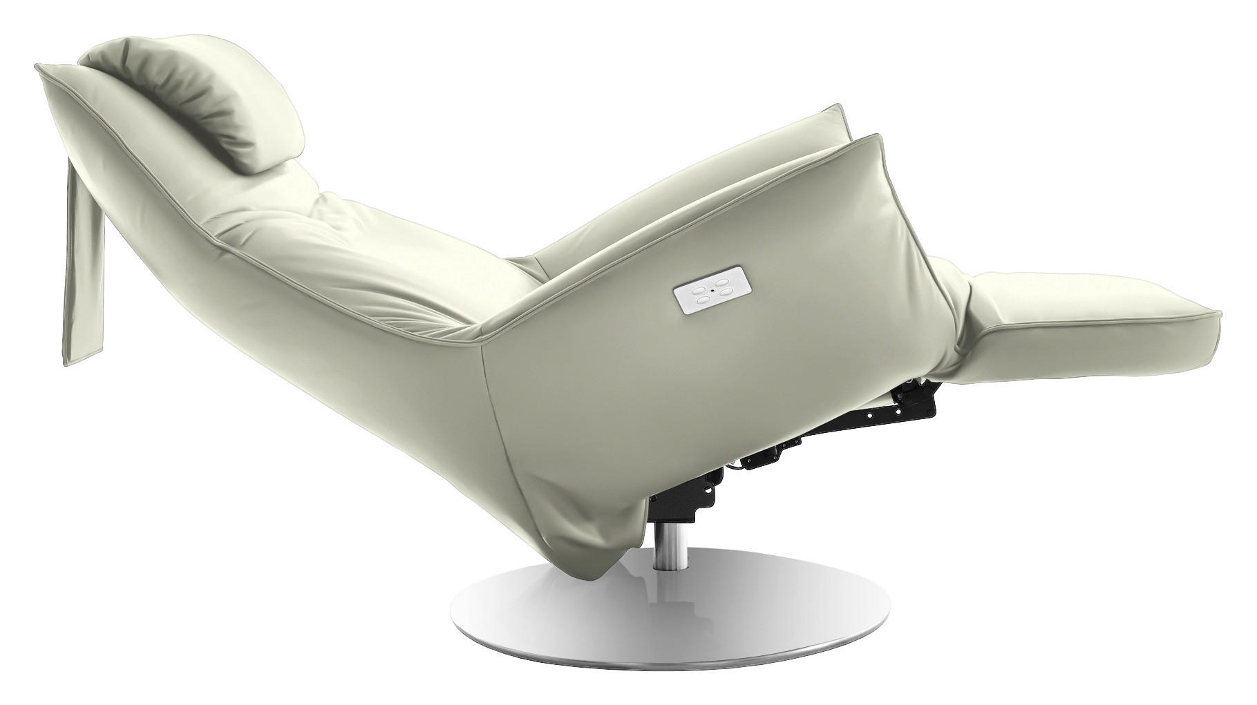 RELAXSESSEL in Leder Weiss  - Weiss/Edelstahlfarben, Design, Leder/Metall (92/79/90cm) - Koinor