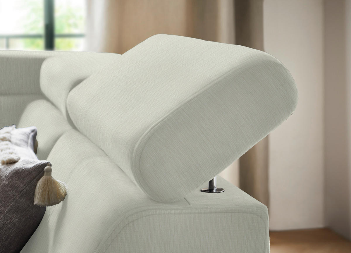 ECKSOFA in Flachgewebe Weiss  - Weiss/Schwarz, Design, Textil/Metall (260/203cm) - Stylife