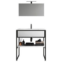 BADEZIMMER 3-teilig  in 80 cm  - Weiss/Schwarz, Modern, Glas/Keramik (80cm) - MID.YOU