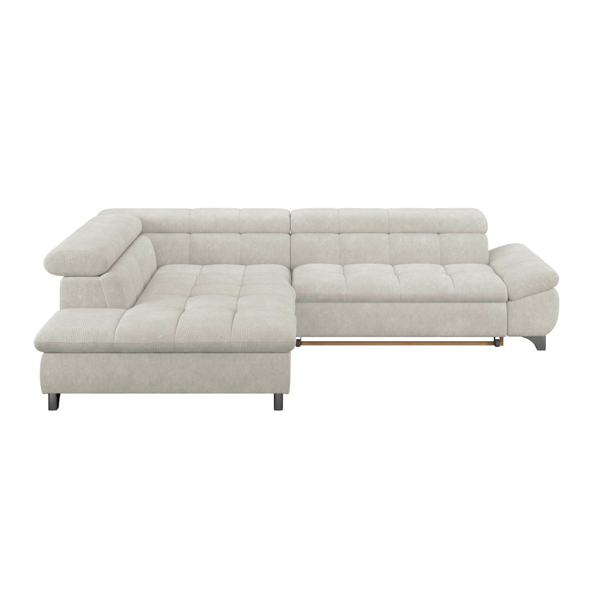 ECKSOFA Creme Chenille  - Chromfarben/Creme, KONVENTIONELL, Textil/Metall (234/312cm) - Livetastic