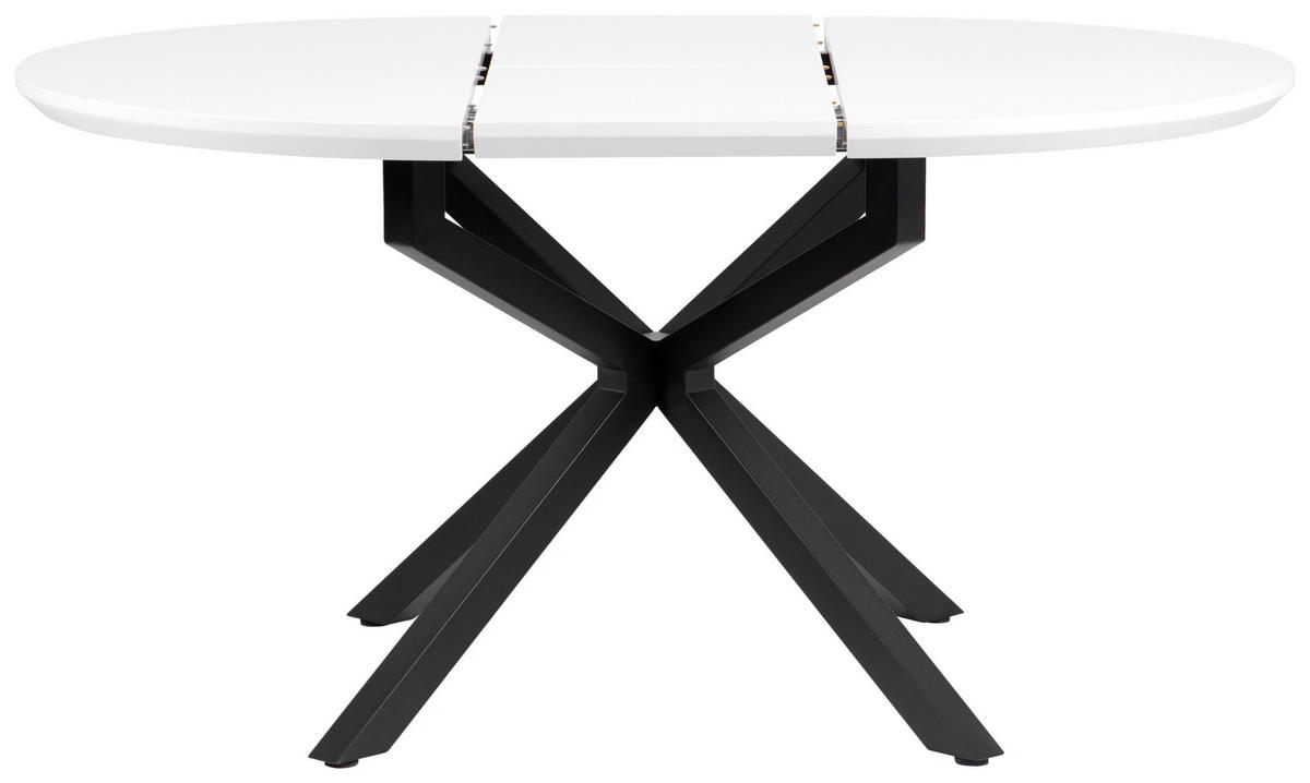 ESSTISCH 108/148/108/76 cm Nachbildung  Metall, Holzwerkstoff ausziehbar oval Schwarz, Weiß  - Schwarz/Weiß, MODERN, Holzwerkstoff/Metall (108/148/108/76cm) - Livetastic