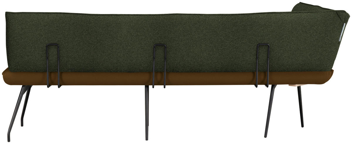 ECKBANK 165/225 cm  in Olivgrün  - Schwarz/Olivgrün, Design, Textil/Metall (165/225cm) - Moderano