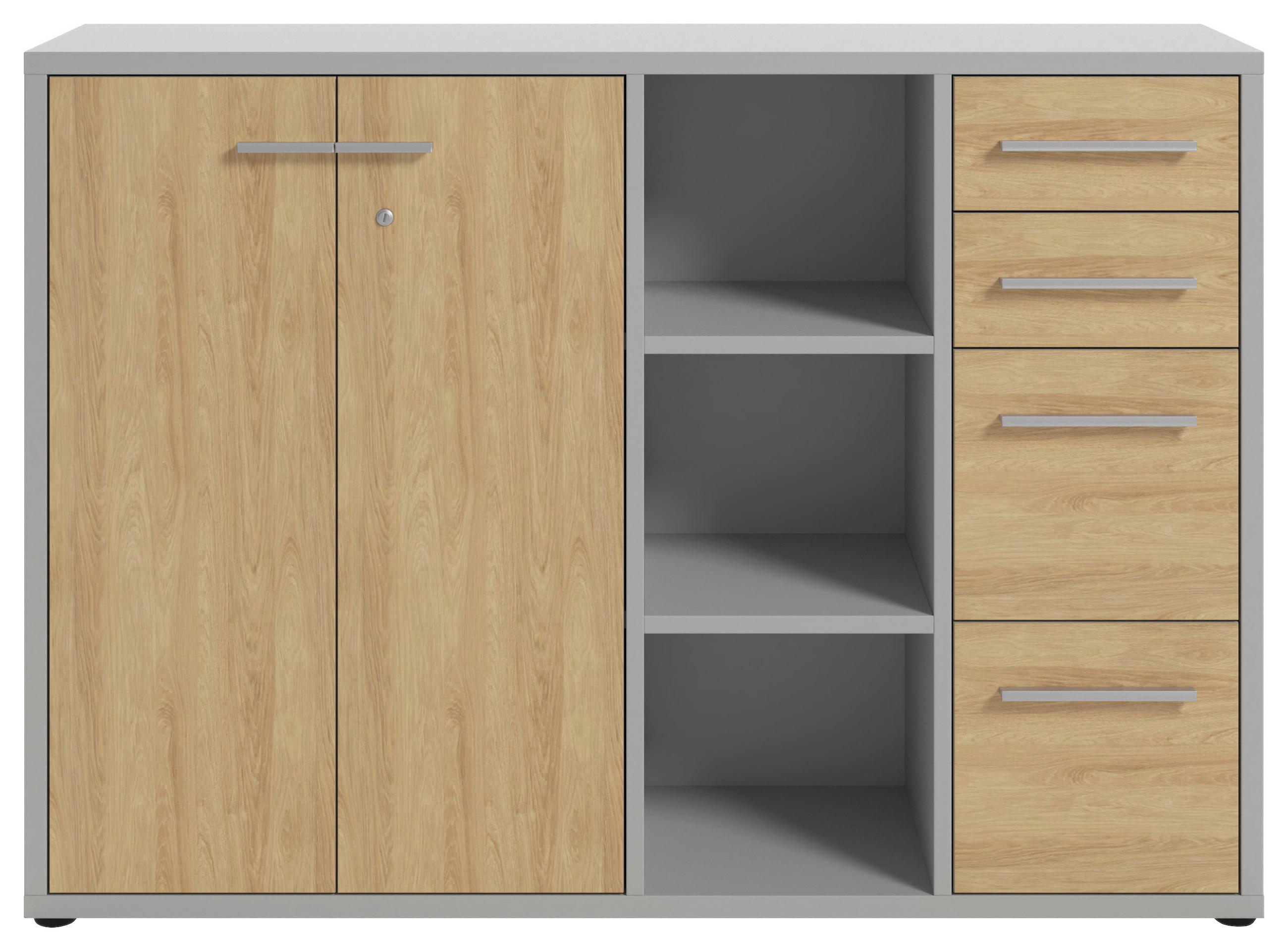 SIDEBOARD Texas  in 154,9/110/40 cm  - Hellgrau/Alufarben, MODERN, Holzwerkstoff/Kunststoff (154,9/110/40cm) - Novel