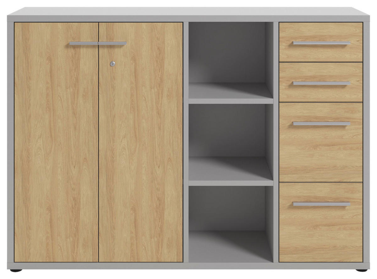 SIDEBOARD Texas  in 154,9/110/40 cm  - Hellgrau/Alufarben, MODERN, Holzwerkstoff/Kunststoff (154,9/110/40cm)