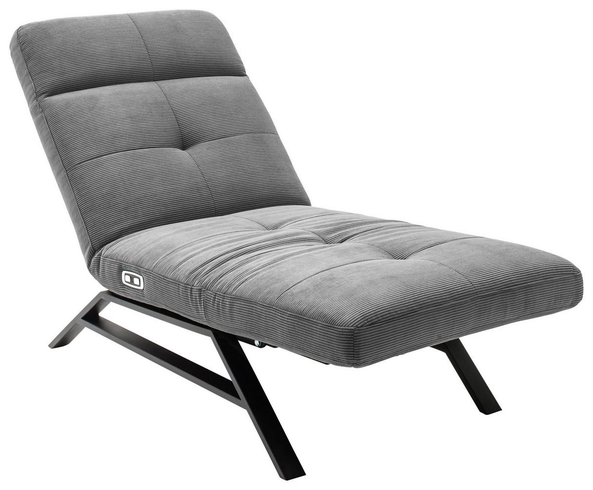 RELAXLIEGE in Cord Grau  - Schwarz/Grau, Design, Textil/Metall (80/54-113/158-198cm) - Pure Home Lifestyle