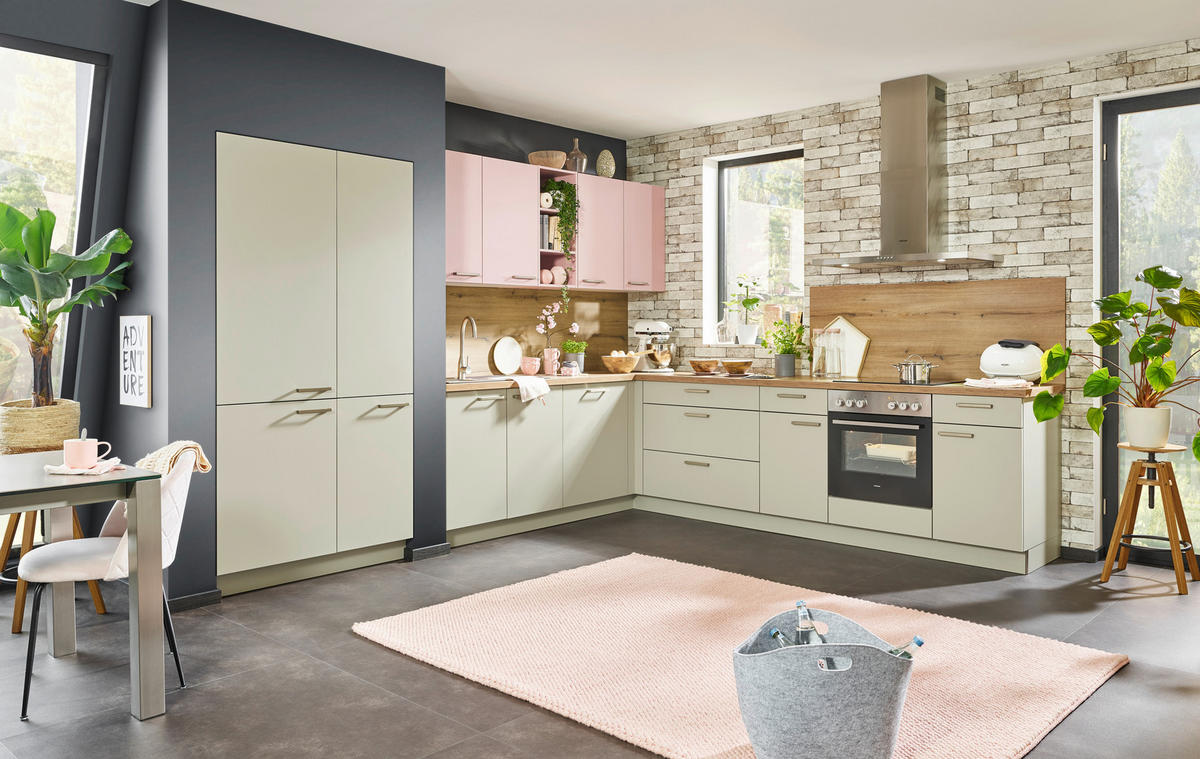 KUCHYNĚ NA MÍRU DK001 - šedá/růžová, Design, kompozitní dřevo - Dieter Knoll