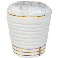 HOCKER in Textil Weiß, Goldfarben  - Goldfarben/Weiß, Design, Textil (42/50cm) - Kayoom