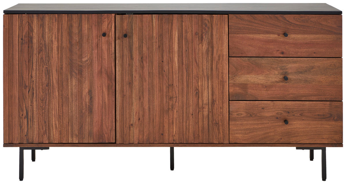 SIDEBOARD  in 170/85/40 cm  - Walnussfarben/Schwarz, LIFESTYLE, Holz/Holzwerkstoff (170/85/40cm) - MID.YOU