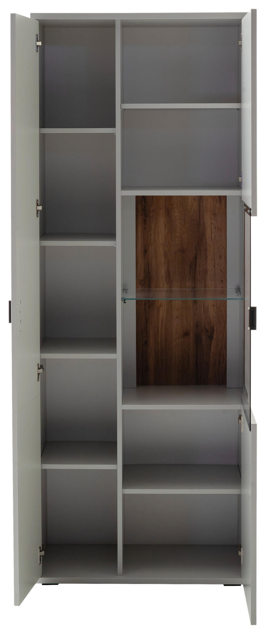 VITRINE Weiss, Eichefarben  75/199/37 cm  - Weiss/Eichefarben, Design, Glas/Holzwerkstoff (75/199/37cm) - Stylife