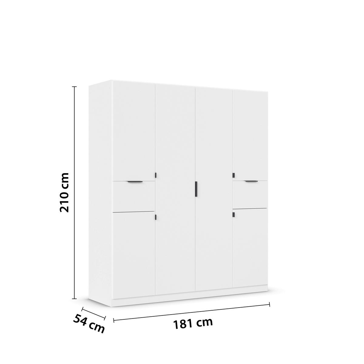 DREHTÜRENSCHRANK in  - Weiss/Grau, Modern, Holzwerkstoff/Metall (181/210/54cm) - Rauch Möbel