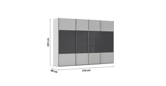 SCHWEBETÜRENSCHRANK  in Schwarz, Seidengrau  - Chromfarben/Seidengrau, KONVENTIONELL, Glas/Holzwerkstoff (316/235/68cm) - Novel